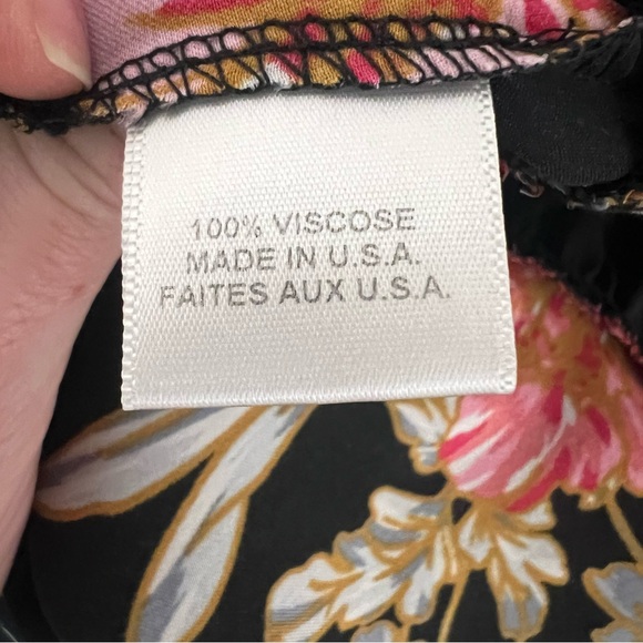 Misa Los Angeles Iyana Tie-Neck Smocked Waist Mini Dress Black Floral Size Large - Picture 9 of 10